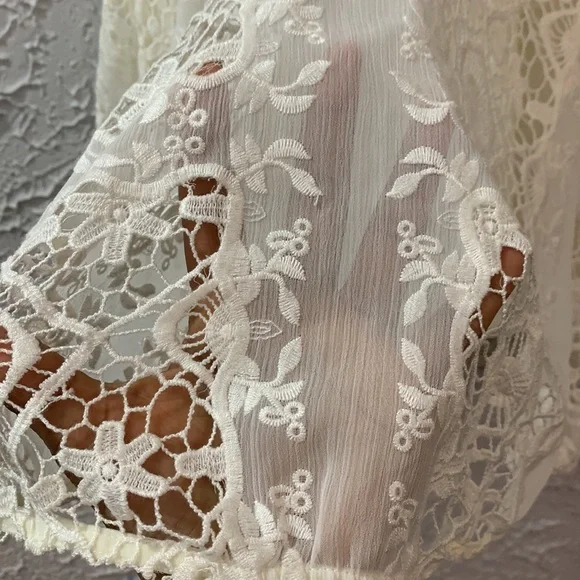 For Love & Lemons NEW Mariposa Mini Dress White XS Embroidered Lace Romantic - Picture 8 of 16